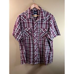 Wrangler Western Shirts Plaid‎ Button-Up Long Sleeve Casual Cowboy Style